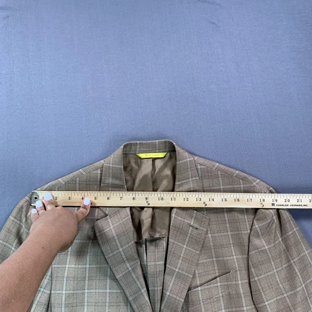 Canali Kei Blazer Mens 56R Brown Windowpane Wool Sport Coat Jacket Made In Italy